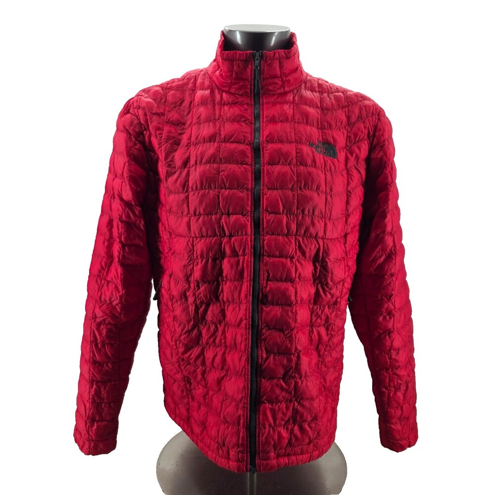 The North Face Jacket Mens Red Thermoball Puffer Quilted Outdoors  Sz Large